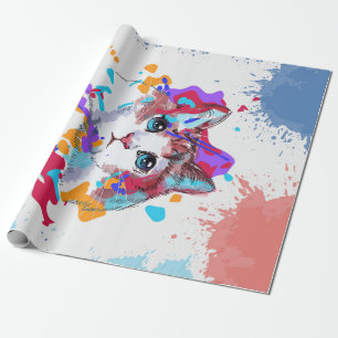 Personalised Adorable Cat Colourful Cat Gifts Wrapping Paper