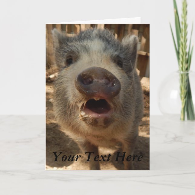 Personalised Adorable Mini Pig Greeting Card, Card (Front)