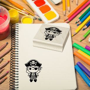 Personalised Adorable Pirate Girl Rubber Stamp