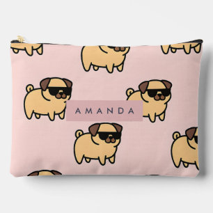 Personalised Adorable Sunglasses Pug Pattern Accessory Pouch