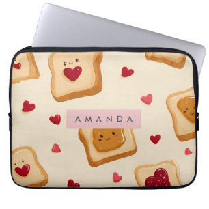 Personalised Adorable Toast and Heart Jam Pattern Laptop Sleeve