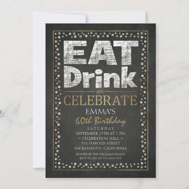 Personalised Adult 60th Birthday Party Invitations (Front)