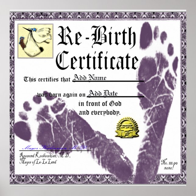 Personalised Adult Birthday Gift Certificate Poster (Front)