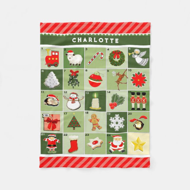 Personalised Advent Calendar Fleece Blanket (Front)