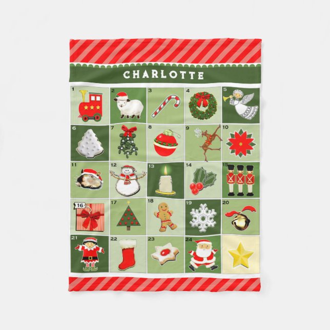 Personalised Advent Calendar Fleece Blanket (Front)