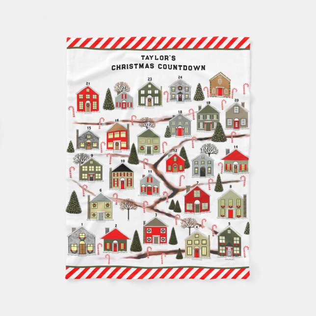 Personalised Advent Calendar Keepsake Fleece Blanket (Front)