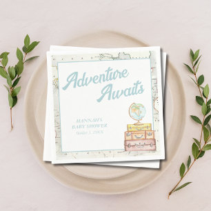 Personalised Adventure Awaits Baby Shower Napkins 
