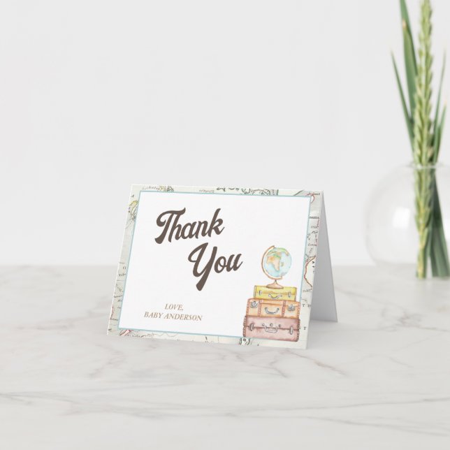 Personalised Adventure Baby Shower  Thank You Card (Front)