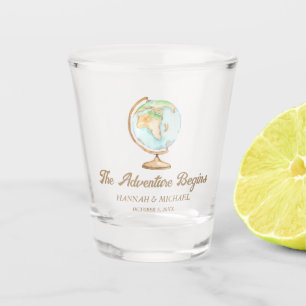 Personalised Adventure Begins Travel Wedding Favou Shot Glass
