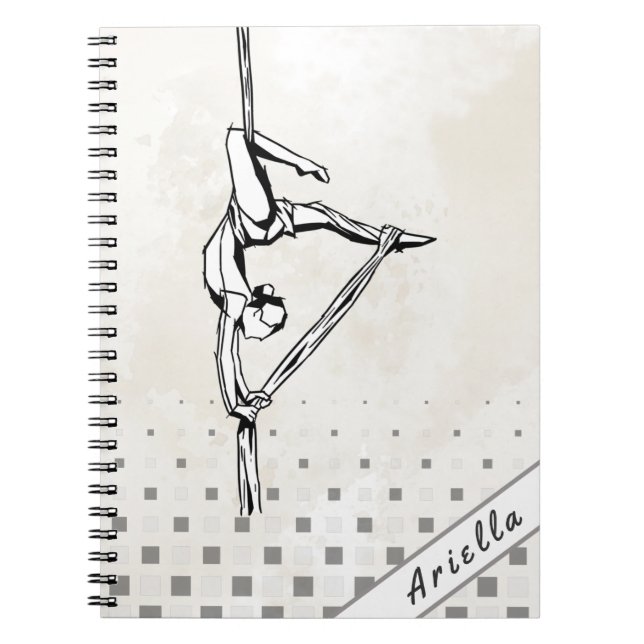 Personalised Aerial Dancer Dance Marble Check Cute Notebook (Front)
