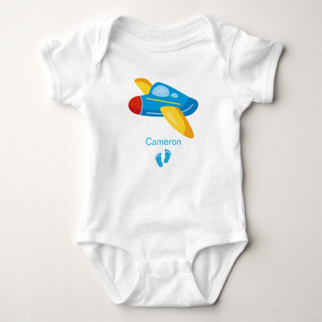 Personalised Aeroplane Name Baby Gift Cute Baby Bo Bodysuit (Front)