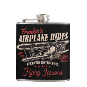 Personalised Aeroplane Rides Retro Flying Lessons  Hip Flask