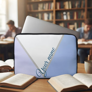 Personalised Aesthetic Blue Name Gift for Her Laptop Sleeve
