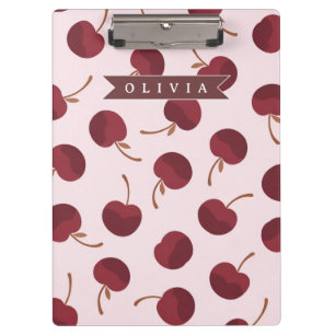 Personalised Aesthetic Cherry Pattern Name Gift Clipboard