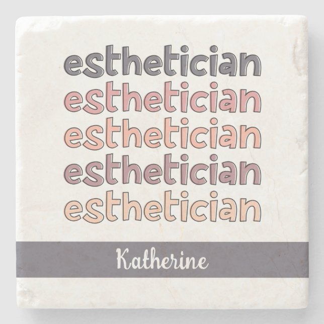 Personalised Aesthetician Cosmetologist Beautician Stone Coaster (Front)