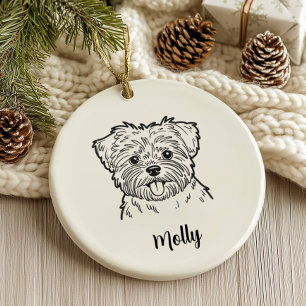 Personalised Affenpinscher Dog Christmas Ceramic Ornament