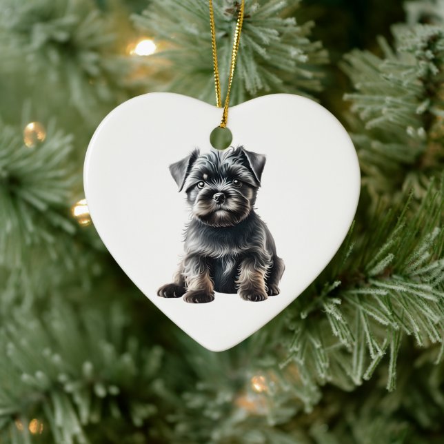 Personalised Affenpinscher Puppy Dog Ceramic Ornament (Tree)