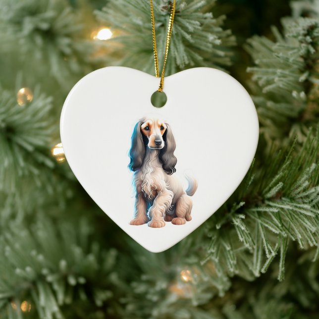 Personalised Afghan Hound Puppy Dog Ceramic Ornament (Tree)