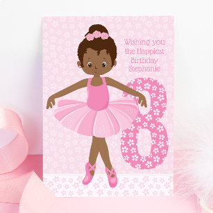 Personalised African American Ballerina Birthday Card