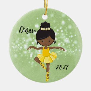 Personalised African-American Ballerina Ornament
