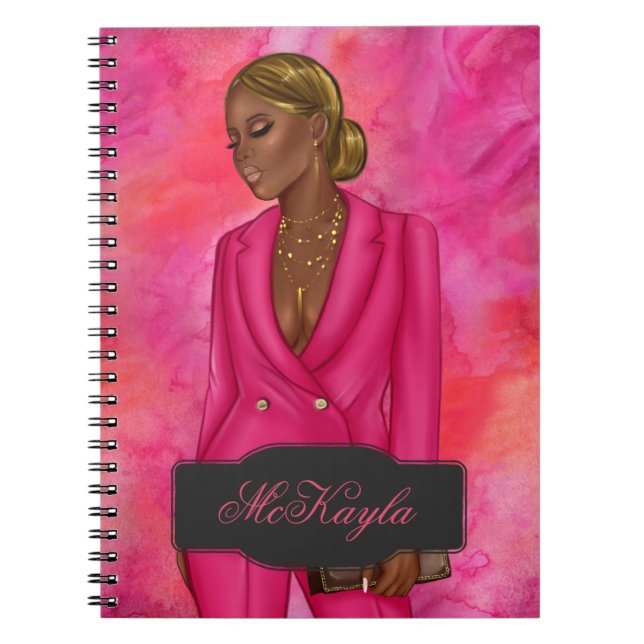 Personalised African-American CEO Boss Woman Notebook (Front)