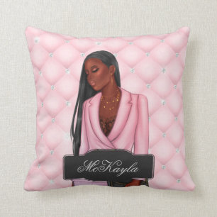 Personalised African-American CEO Boss Woman Throw Cushion