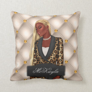 Personalised African-American CEO Boss Woman Throw Cushion