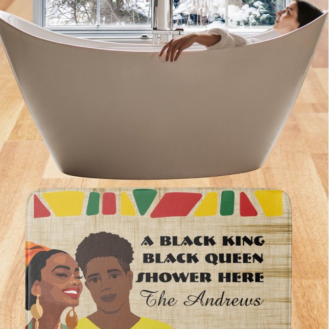  personalised african american family Juneteenth Bath Mat (Creator Uploaded)