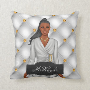 Personalised African-American Fashion Woman Throw  Cushion