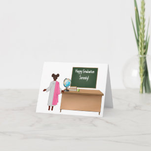 Personalised African-American Girl Kindergarten Card