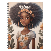 Personalised African American Girl Notebook
