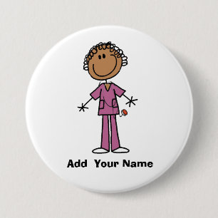 Personalised African American Nurse Button