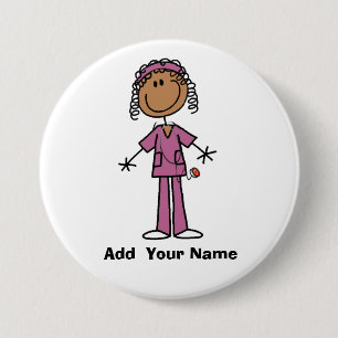 Personalised African American Nurse Button