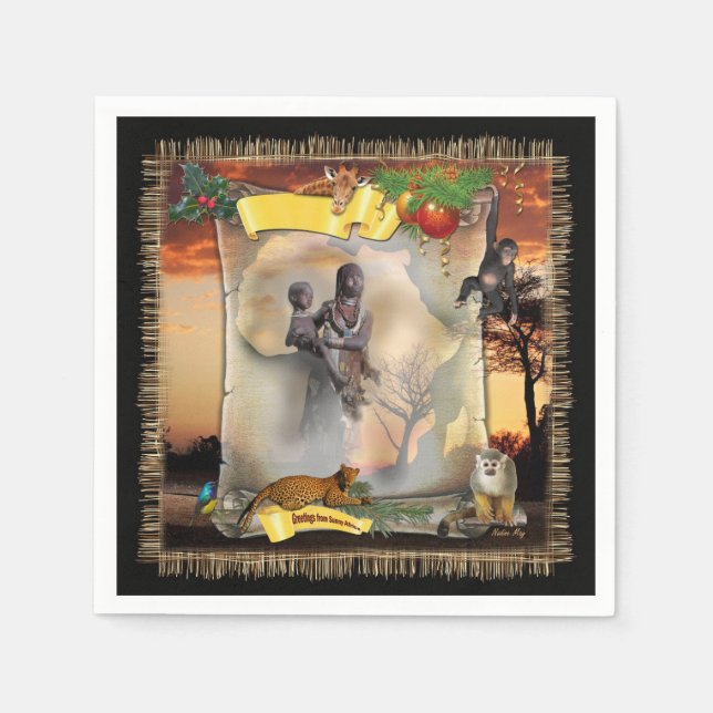 Personalised African design Square  Napkin (Front)