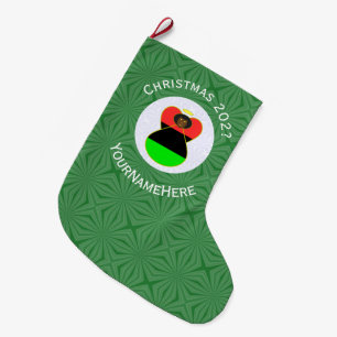 Personalised African Diaspora Angel Christmas Flag Large Christmas Stocking