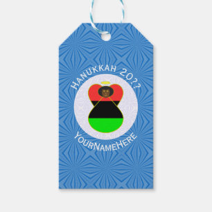 Personalised African Diaspora Angel Hanukkah Flag Gift Tags
