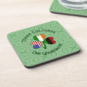 Personalised African Irish American Shamrock  Coaster