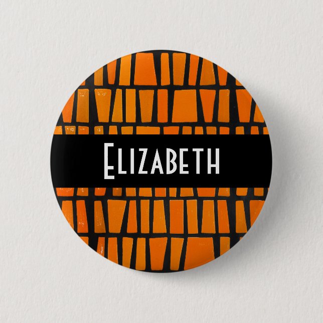 Personalised african tribal pattern 6 cm round badge (Front)