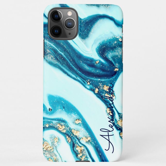 Personalised Agate Handwritten Name Trendy Modern iPhone Case (Back)