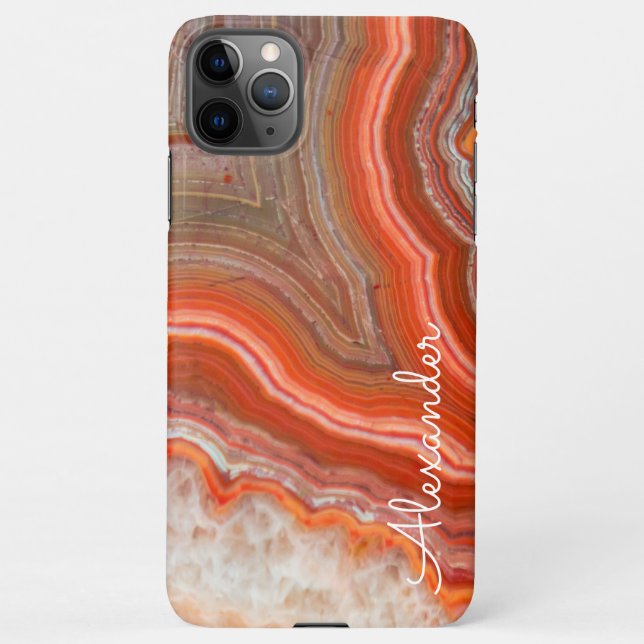 Personalised Agate Handwritten Name Trendy Modern iPhone Case (Back)