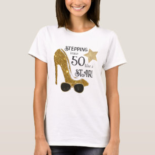Personalised Age Gold Glitter Birthday Star T-Shirt