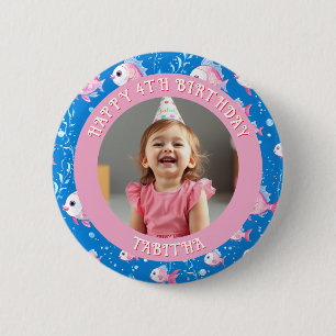 Personalised Age, Name and Photo Birthday  6 Cm Round Badge
