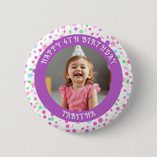 Personalised Age, Name and Photo Birthday  6 Cm Round Badge