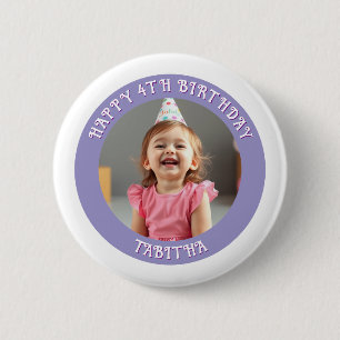 Personalised Age, Name and Photo Birthday  6 Cm Round Badge