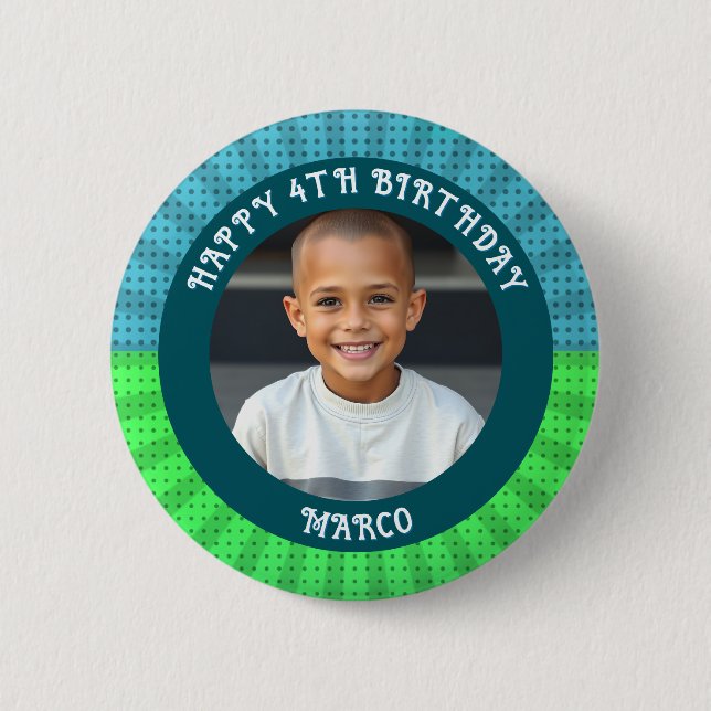 Personalised Age, Name and Photo Birthday  6 Cm Round Badge (Front)