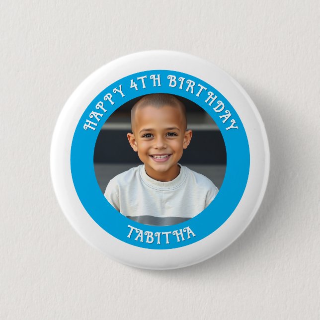 Personalised Age, Name and Photo Birthday  6 Cm Round Badge (Front)