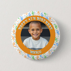 Personalised Age, Name and Photo Birthday  Button