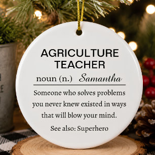 Personalised Agriculture Teacher Definition Ceramic Ornament