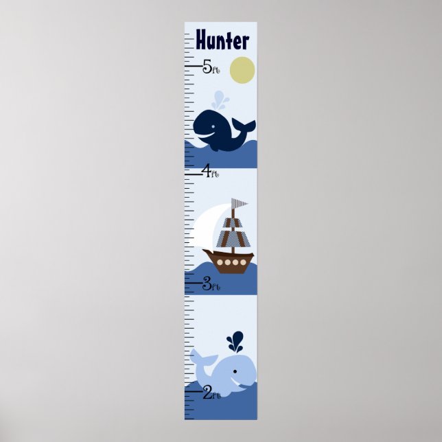 Personalised Ahoy Mate/Sailboat/Whale Growth Chart (Front)