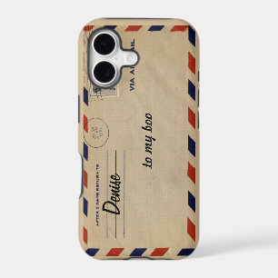 personalised air mail envelope iphone case